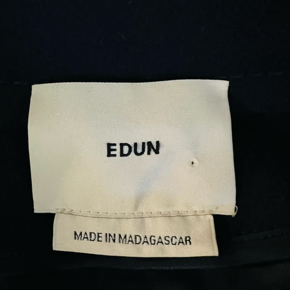 EDUN WOMEN’S NAVY WOOL MID LENGTH COAT SIZE MEDIUM - Picture 10 of 15